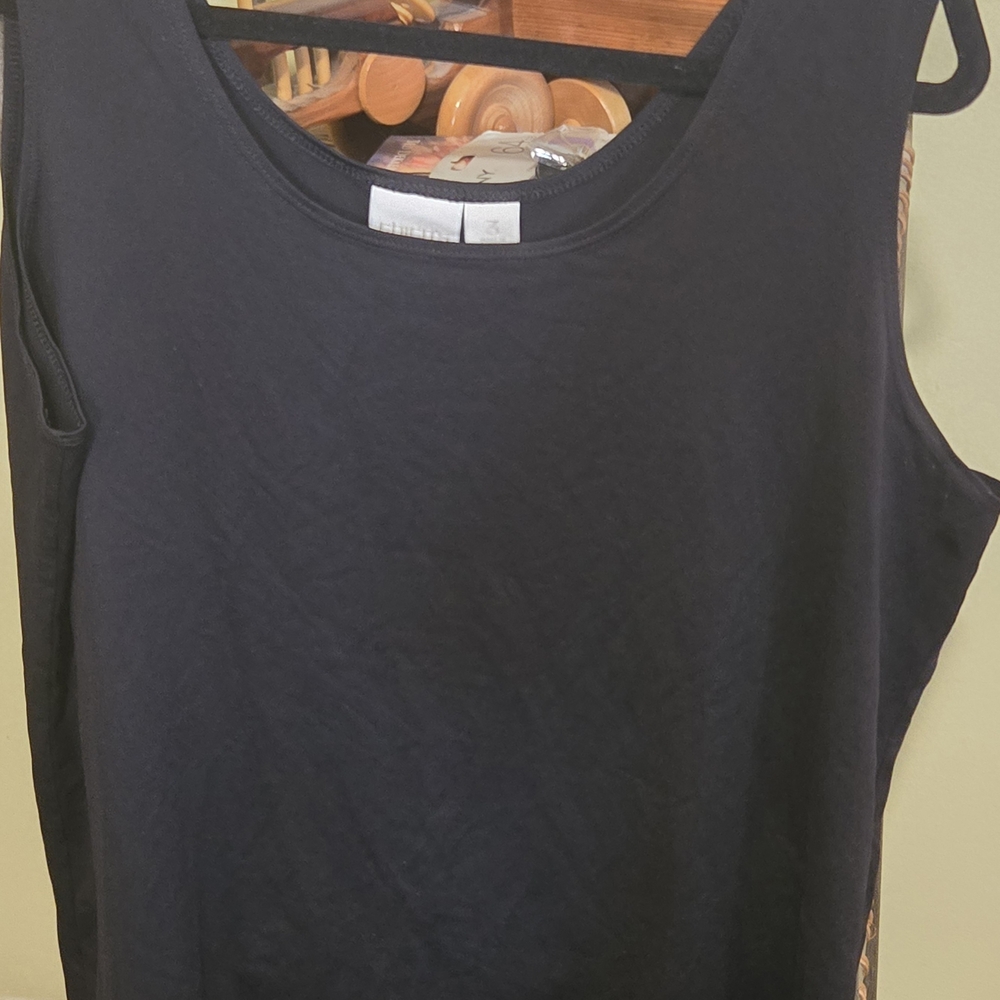 Chico's Black Tank Top with Round Neckline
